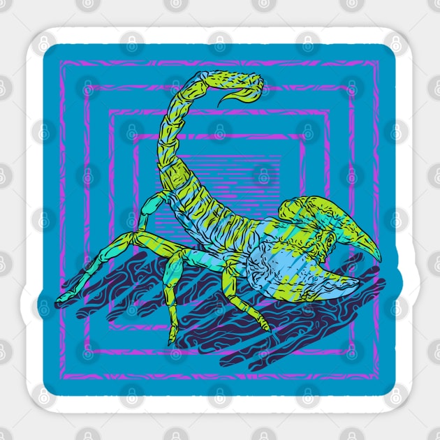 Scorpion in the frame Sticker by nelateni